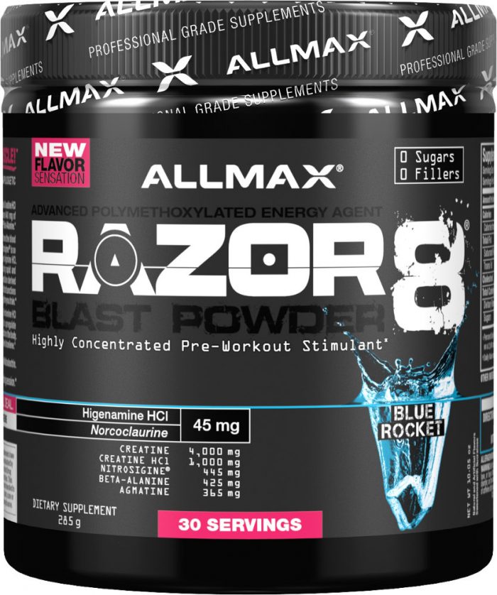 AllMax Nutrition Razor8 Blast Powder - 30 Servings Blue Rocket