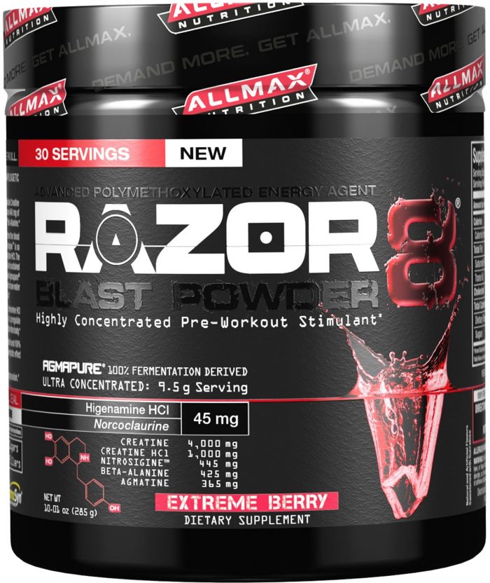 AllMax Nutrition Razor8 Blast Powder - 30 Servings Extreme Berry
