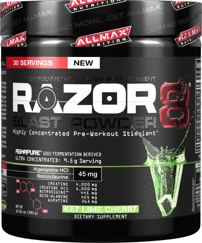 AllMax Nutrition Razor8 Blast Powder - 30 Servings Key Lime Cherry