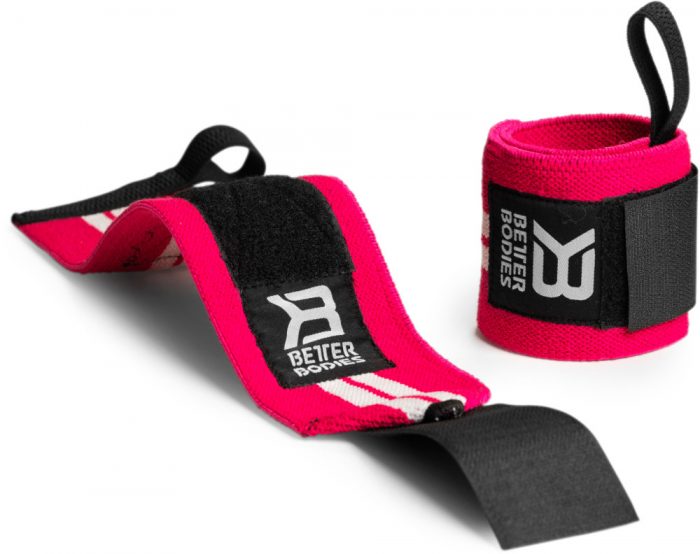 Better Bodies Womens Wrist Wraps - One Size Hot Pink/White