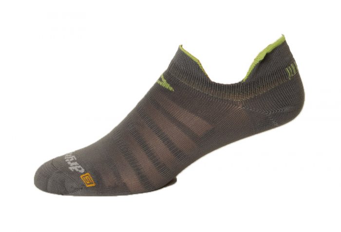 Drymax Running Hyper Thin No Show Double Tab Socks - anthracite/lime, large