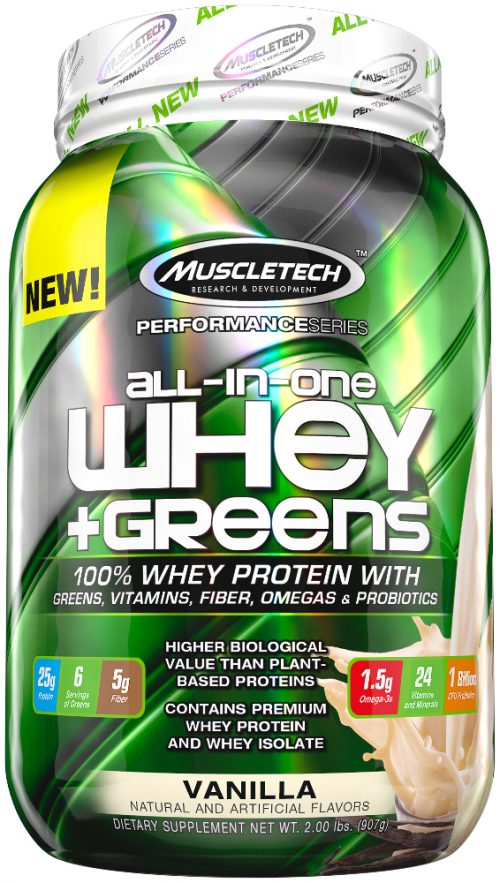 MuscleTech All-In-One Whey + Greens - 2lbs Vanilla