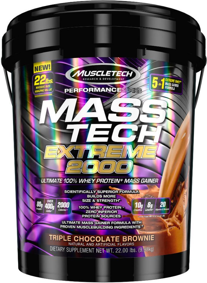 MuscleTech Mass-Tech Extreme 2000 - 22lbs Triple Chocolate Brownie
