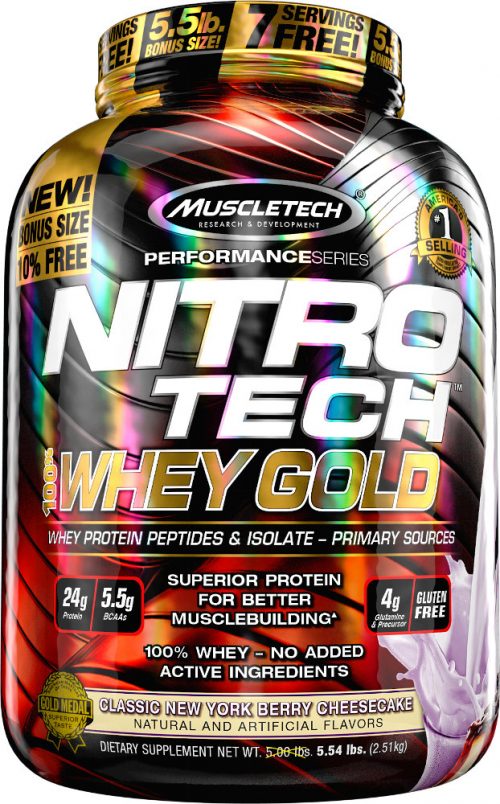 MuscleTech Nitro-Tech 100% Whey Gold - 5.5lbs Classic New York Berry C
