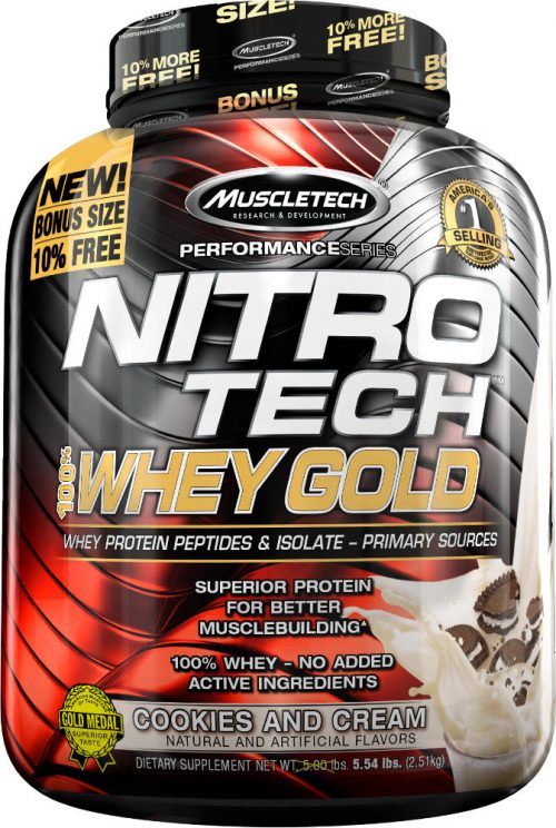 MuscleTech Nitro-Tech 100% Whey Gold - 5.5lbs Cookies & Cream