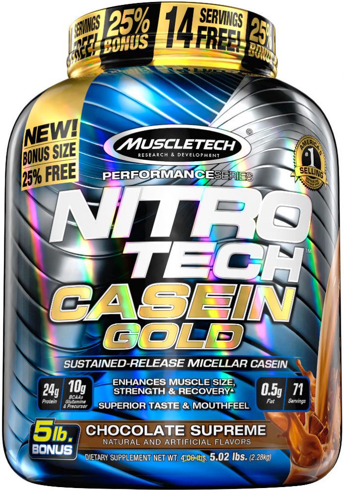 MuscleTech Nitro-Tech Casein Gold - 5lbs Chocolate Supreme