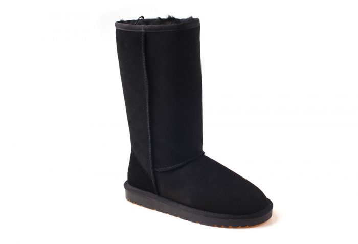 Ozwear Genuine Sheepskin Tall Boots - Women's - black, 5.5-6