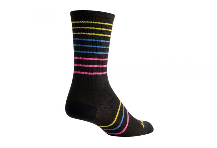 Sock Guy SGX 6" Myriad Socks - black/yellow/blue/pink, s/m