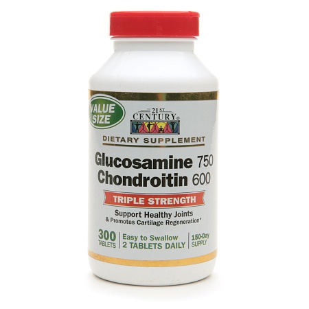 21st Century Glucosamine 750mg Chondroitin 600mg, Triple Strength - 300 tablets