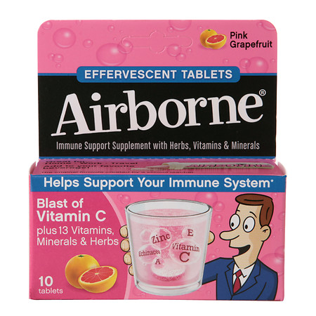 Airborne Effervescent Health Formula Tablets Pink Grapefruit - 10 ea