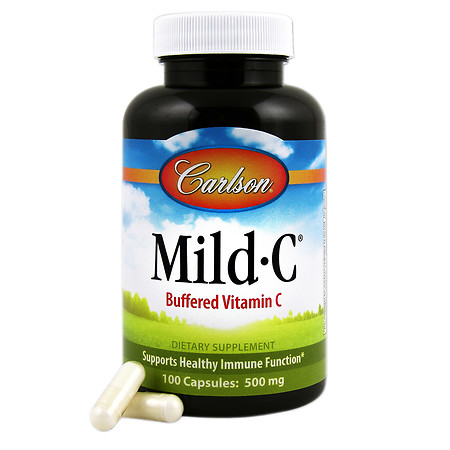 Carlson Mild C, Vitamin C 500mg Capsules - 100 ea