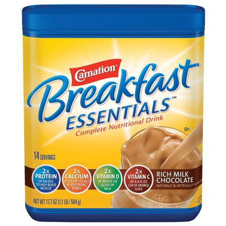 Carnation Breakfast Essentials Complete Nutritional Drink, Powder Rich Milk Chocolate - 17.7 oz.
