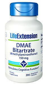DMAE Bitartrate (dimethylaminoethanol), 150 mg, 200 vegetarian capsules