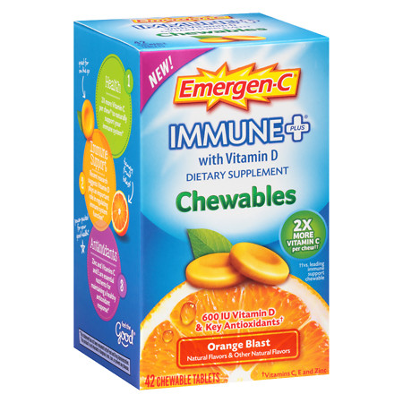 Emergen-C Immune+ with Vitamin D Chewables Orange Blast - 42 ea