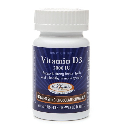 Enzymatic Therapy Vitamin D3, 2000 IU, Sugar-Free Chewable Tablets - 90 ea