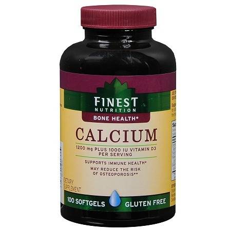 Finest Nutrition Calcium 1200 mg plus Vitamin D3 1000 IU Dietary Supplement Softgels - 100 ea