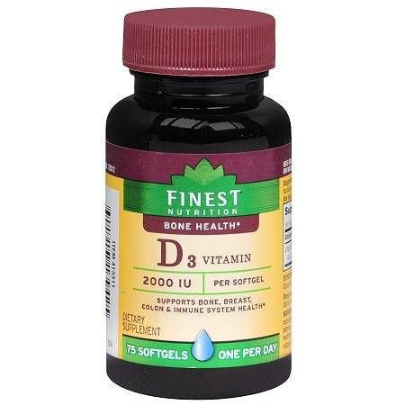 Finest Nutrition D3 Vitamin 2000 IU Dietary Supplement Softgels - 75 ea