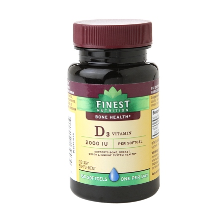 Finest Nutrition Vitamin D3 2000IU, Softgels - 150 ea