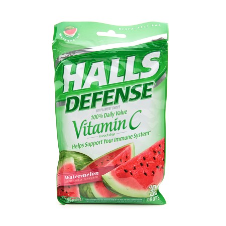 Halls Defense Vitamin C Supplement Drops Watermelon - 30 ea