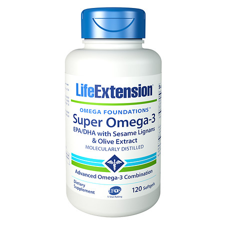 Life Extension Super Omega-3 Plus EPADHA with Sesame Lignans & Olive Extract - 120 ea