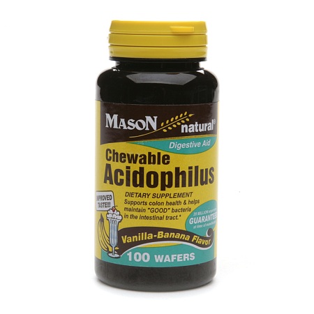 Mason Natural Chewable Acidophilus, Wafers Vanilla-Banana - 100 ea