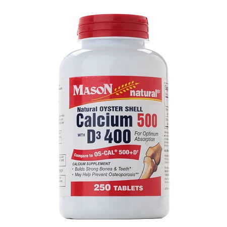 Mason Natural Natural Oyster Shell Calcium 500 with D3 400, Tablets - 250 ea