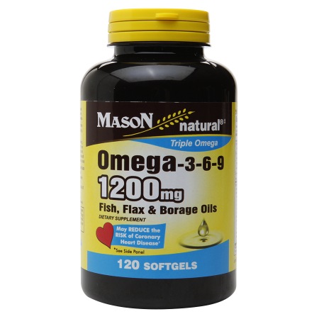 Mason Natural Omega-3-6-9 1200mg Fish, Flax & Borage Oils, Softgels - 120 ea