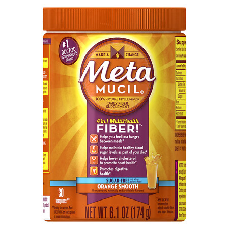 Metamucil MultiHealth Fiber Daily Supplement Powder Orange Smooth - 6.1 oz.