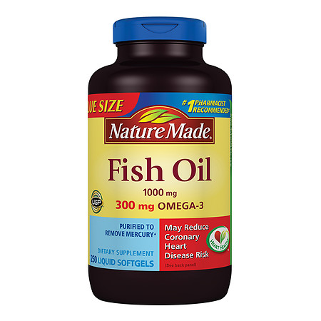 Nature Made Fish Oil 1000 mg Dietary Supplement Liquid Softgels - 250 ea