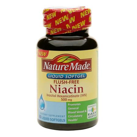 Nature Made Flush-Free Niacin 500 mg Dietary Supplement Liquid Softgels - 60 ea