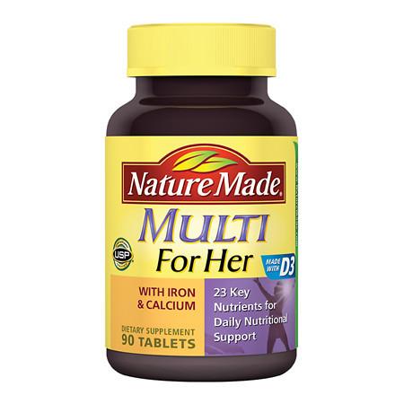 Nature Made Multi For Her With Iron & Calcium Dietary Supplement Tablets - 90 ea