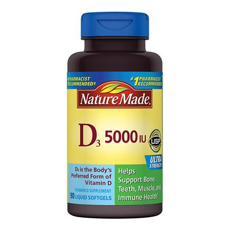 Nature Made Vitamin D3 5000 IU Dietary Supplement Liquid Softgels - 90 ea