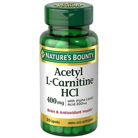 Nature's Bounty Acetyl L-Carnitine 400 mg with Alpha Lipoic Acid Dietary Supplement Capsules - 30 ea