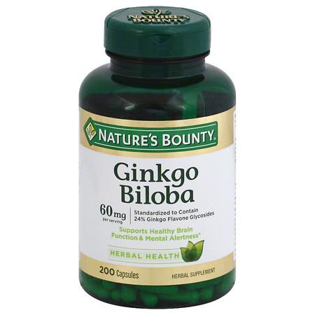 Nature's Bounty Ginkgo Biloba 60mg Dietary Supplement Capsules - 200 ea