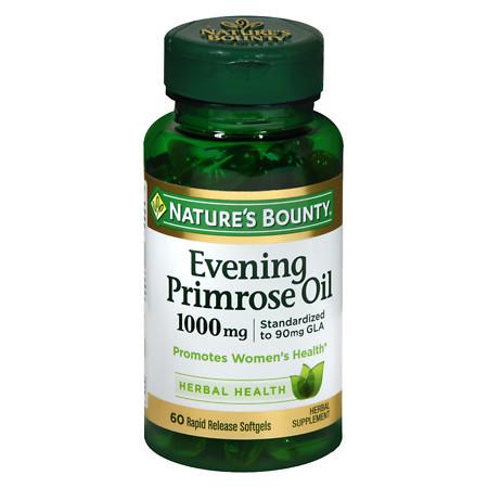 Nature's Bounty Standardized GLA 9% Evening Primrose Oil 1000 mg90 mg Herbal Supplement Rapid R - 60 ea