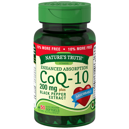 Nature's Truth CoQ-10 200mg Plus Black Pepper Extract - 50 ea