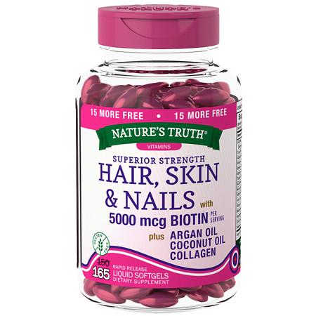 Nature's Truth Superior Strength Hair, Skin & Nails with 5000mcg Biotin - 185 ea