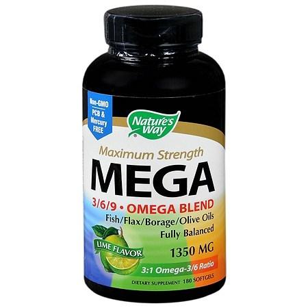 Nature's Way Mega 369 Omega Blend 1350 mg Dietary Supplement Softgels - 180 ea