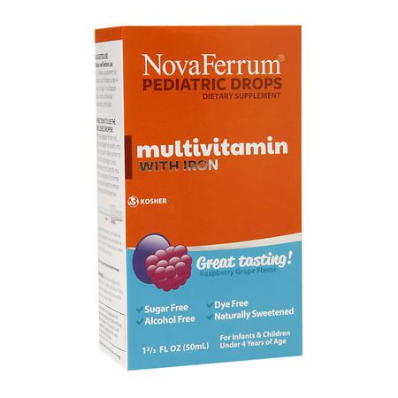 NovaFerrum Pediatric Drops Multivitamin with Iron Raspberry Grape - 1.66 oz.