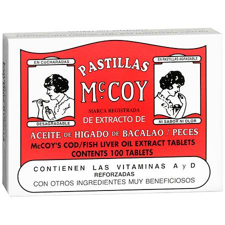 Pastillas McCoy CodFish Liver Oil Extract Dietary Supplement Tablets - 100 ea