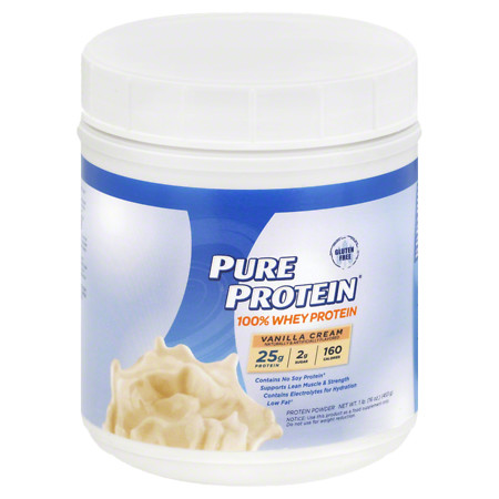 Pure Protein 100% Whey Protein Shake Powder Vanilla Cream - 16 oz.