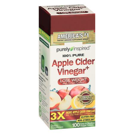 Purely Inspired 100% Pure Apple Cider Vinegar Veggie Tablets - 100 ea
