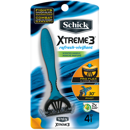 Schick Xtreme 3 Refresh Scented Handle Razors Refreshing Scent - 4 ea