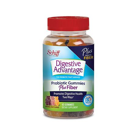 Schiff Digestive Advantage Probiotic Gummies Plus Fiber Natural Fruit Flavors - 65 ea