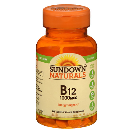 Sundown Naturals B12 1000 mcg Vitamin Supplement Tablets - 60 ea