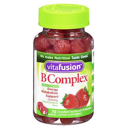 Vitafusion B Complex Energy, Adult Vitamins, Gummies Wild Strawberry - 70 ea