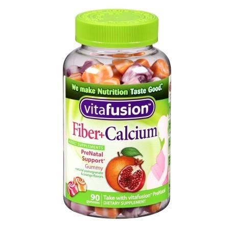 Vitafusion Fiber+Calcium Prenatal Support, Gummy Vitamins Pomegranate & Orange - 90 ea