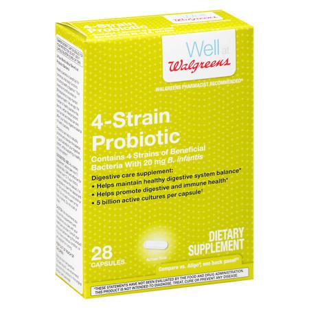 Walgreens Natural 4 Strain Probiotic Capsules - 28 ea