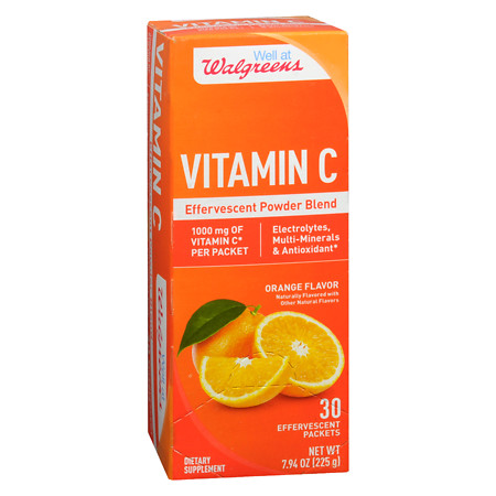Walgreens Vitamin C Effervescent Powder Blend 1000mg, Packets Orange - 30 ea