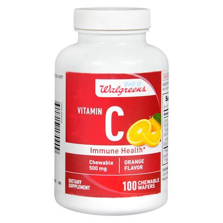 Walgreens Vitamin C Immune Health 500mg, Chewable Wafers Orange - 100 ea